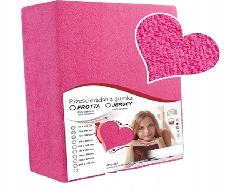 

Prześcieradło frotte z gumką 160x200 frote różowe