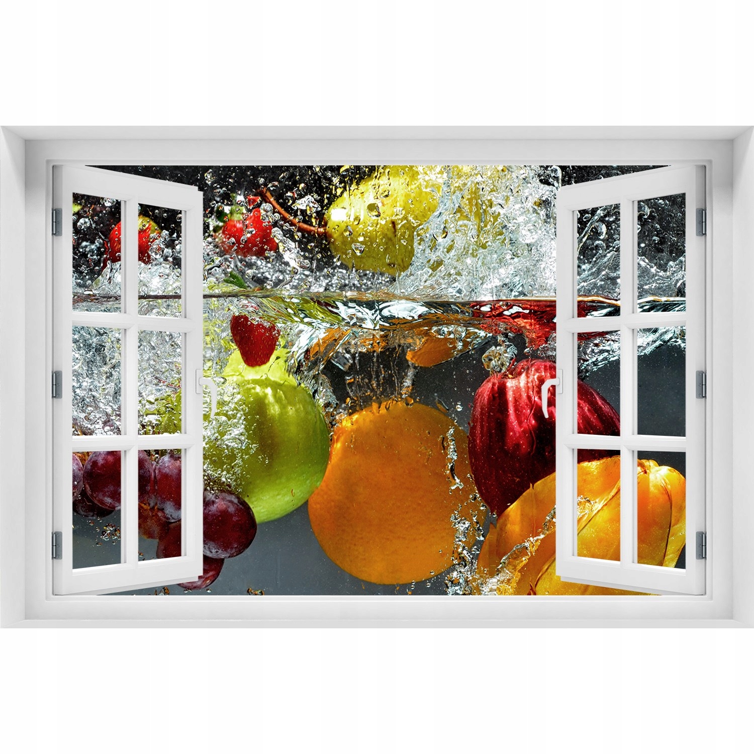 

Naklejka 3D Okno na ścianę Owoce i warzywa 120x80
