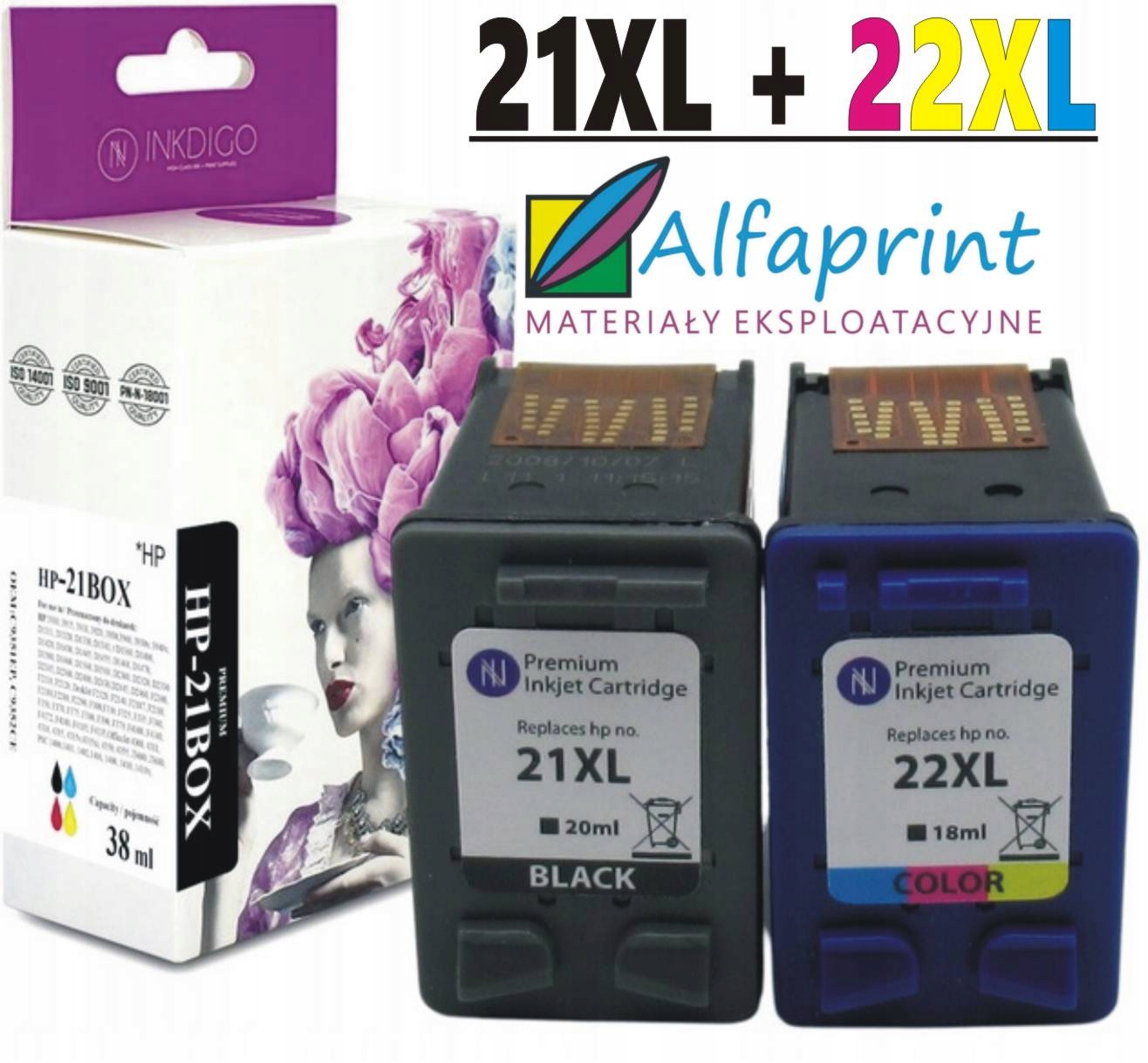 Komplet Tusz do Hp 21XL 22XL czarny kolorowy do Hp F4180 F2280 F2180 F380