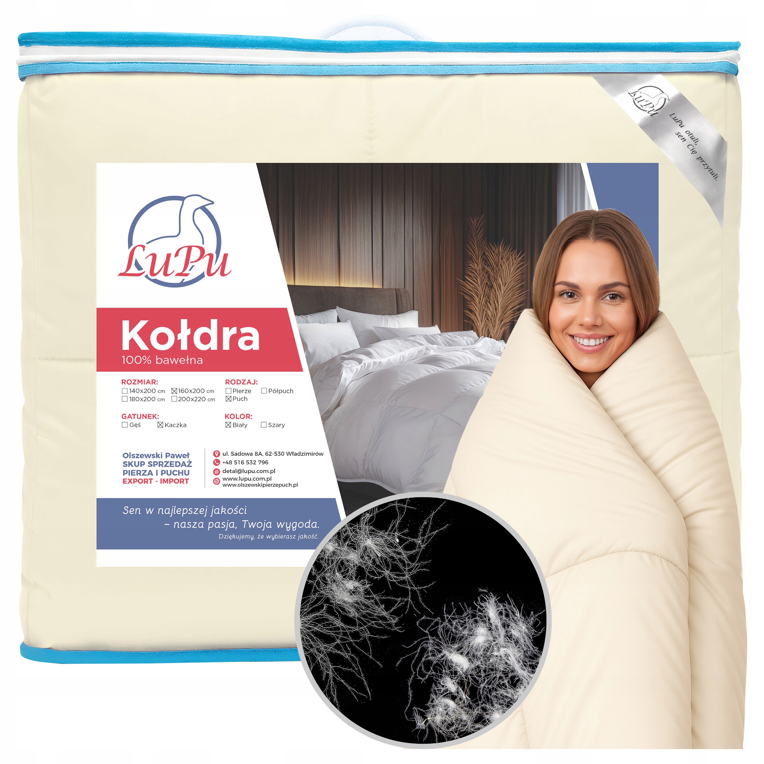 Prikrývka 160x200 Páperová celoročná antialergická Ecru Páperová kačica (3)