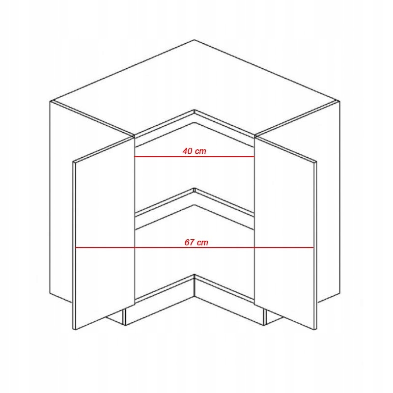 Szafka dolna narożna 80x80 ASPEN D90N biała Gała Kod producenta ASPEN D90N