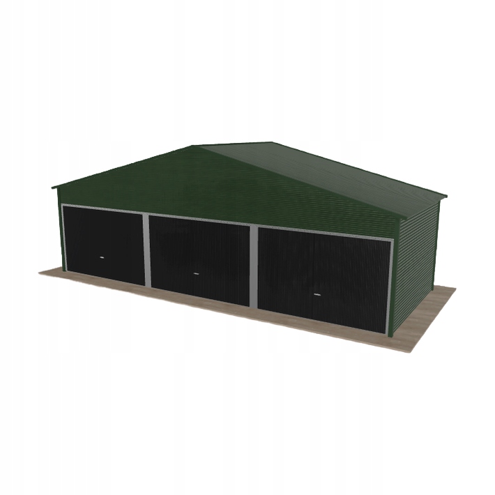 Plechová garáž 9x3.5 m, třípolohová, dvoupolohová, zelená