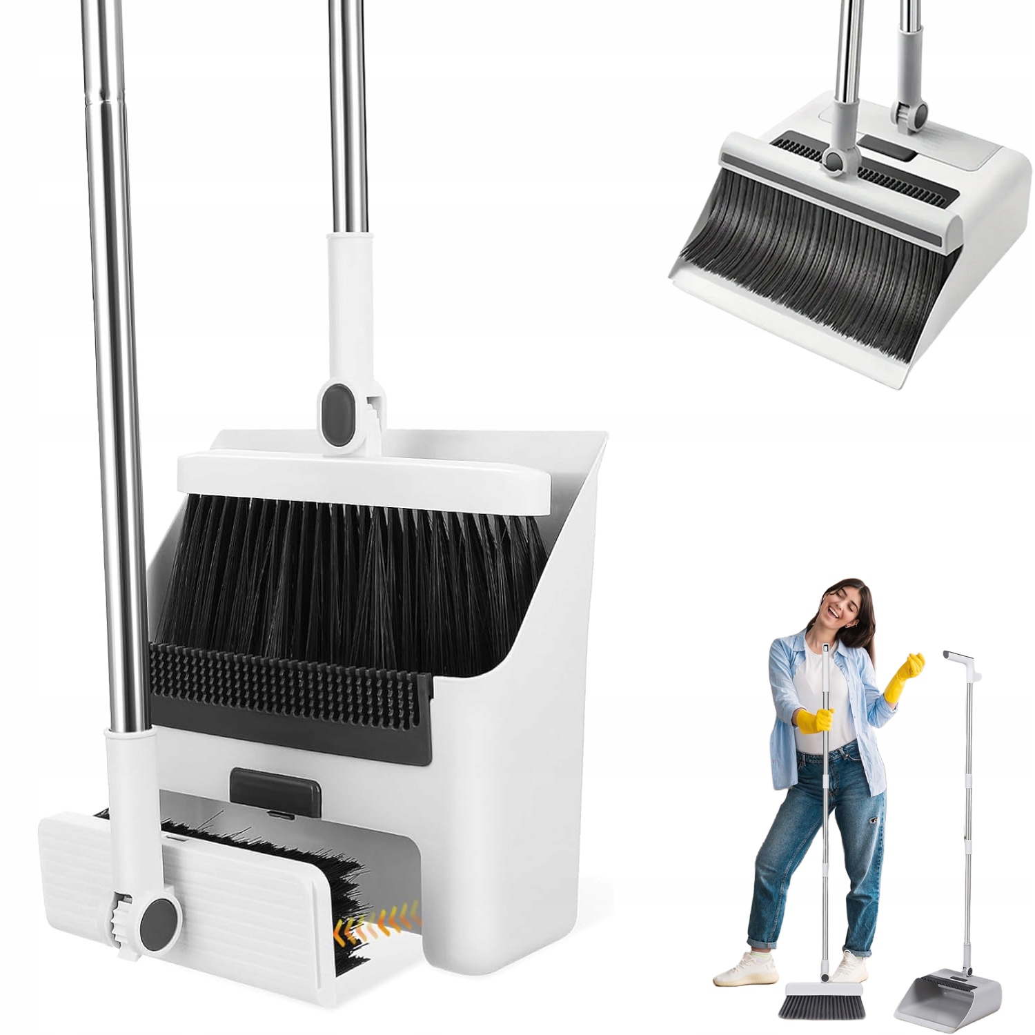 Sada 3V1 Pro Úklid Zametání Lnu A Metly S Lopatkovou Tyčí