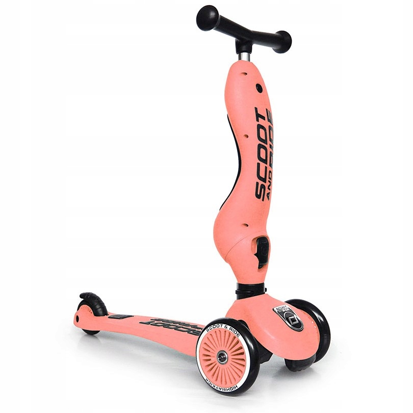 Scoot And Ride Peach ZESTAW HULAJNOGA i Jeździk 2w1 + KASK z LED S - M 2-5L Hamulec tak