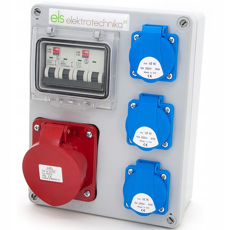 Stavební Rozvaděč Zabezpečený 32/4+C16 3x230V+C16 IP44 Kabelážní