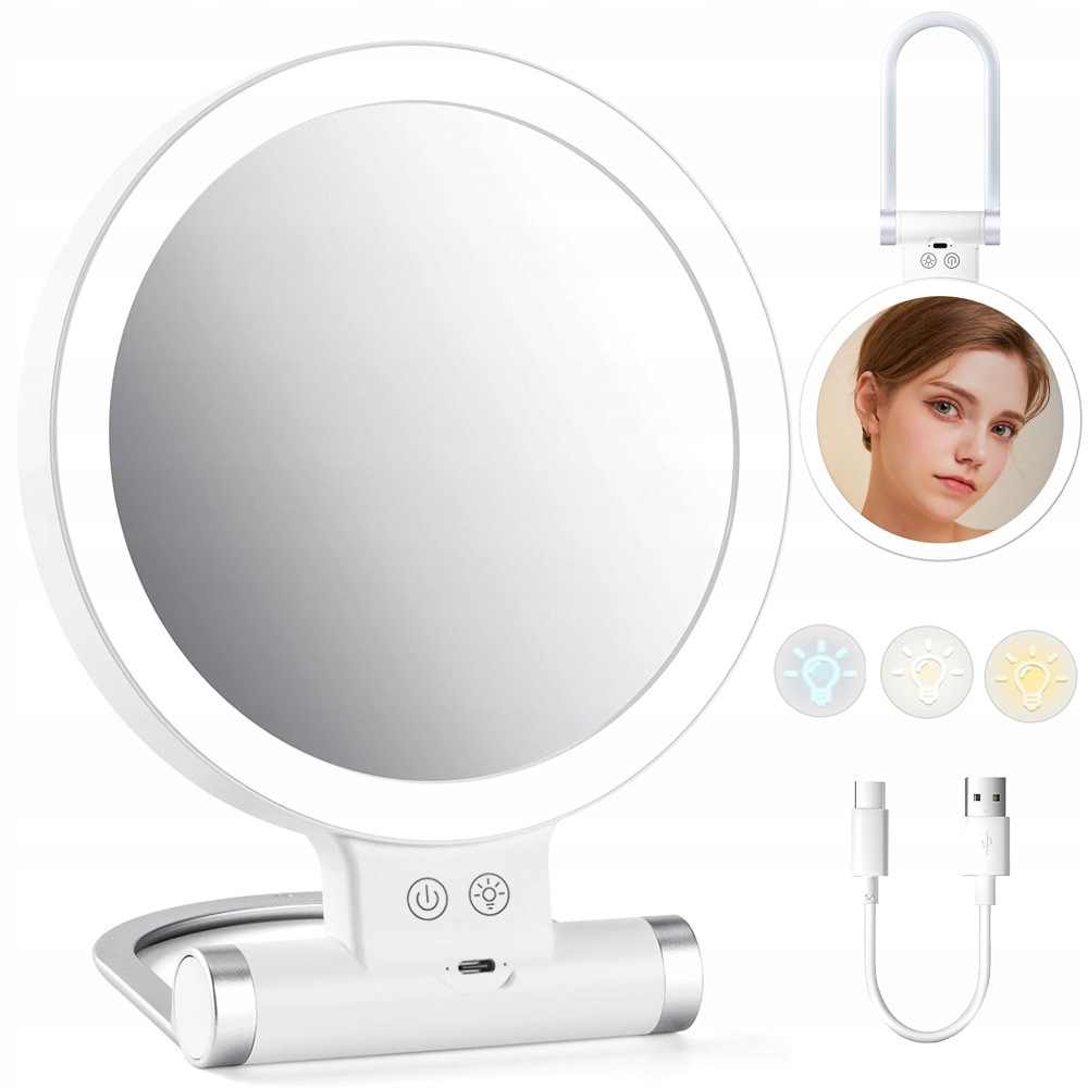 Zrcadlo 20X Kosmetické Podsvícené Zrcátko Na Make-up 64 Led S Lampou