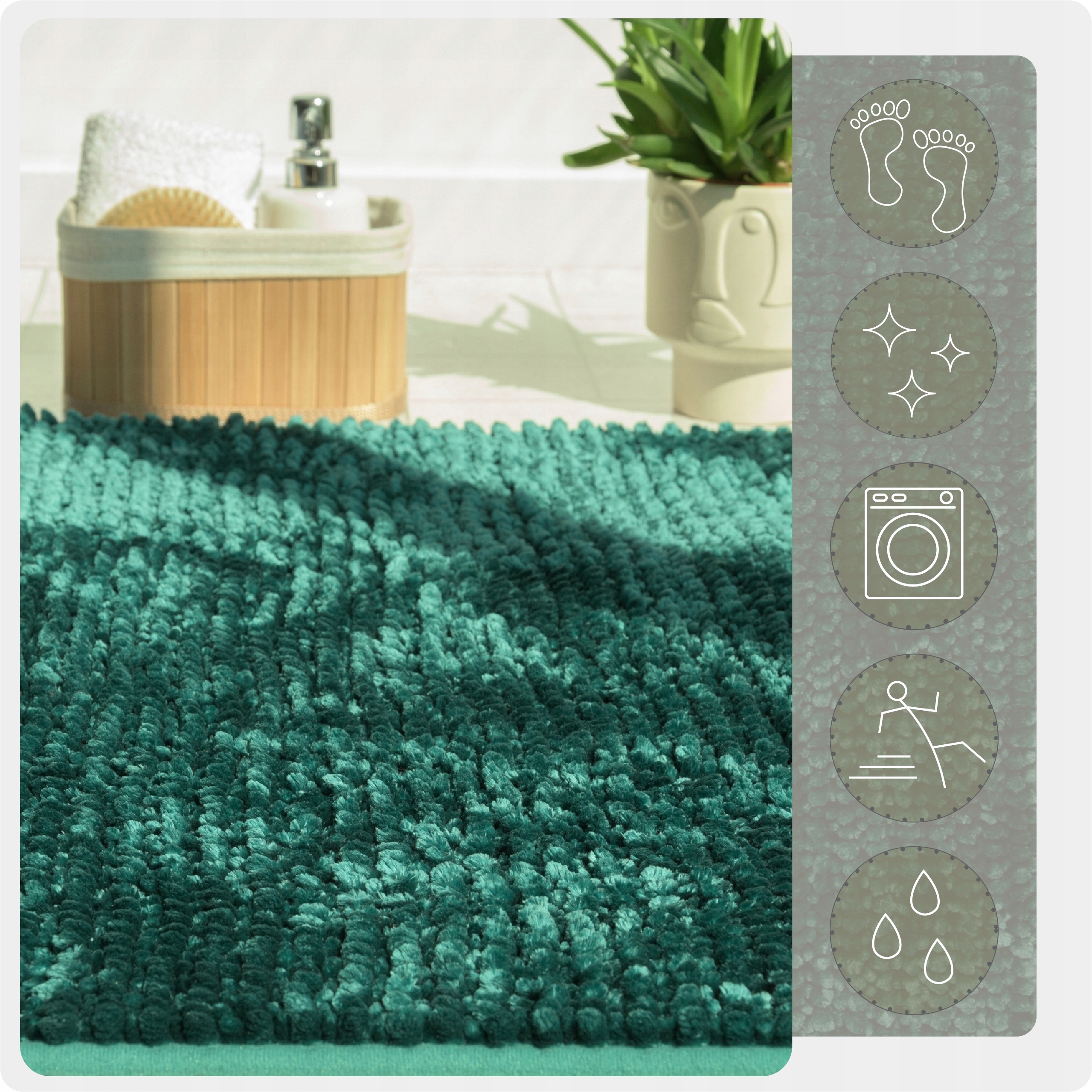 Dywanik Łazienkowy miękki chłonny 40x60 shaggy Długość 60 cm