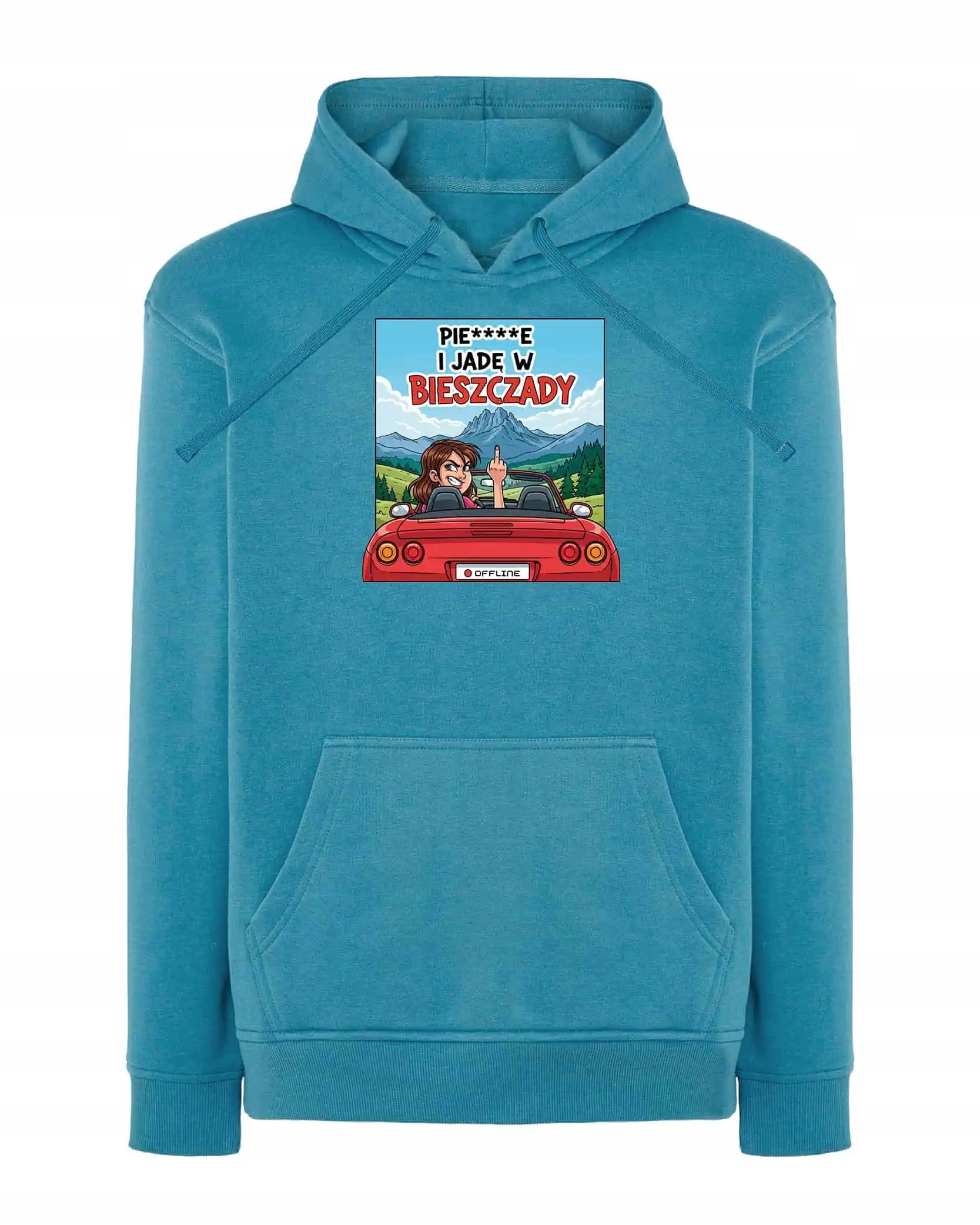 Mikina s kapucí Vtipná jízda v Bieszczady Výlet Modrá M