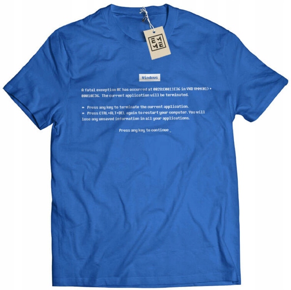 

Koszulka Windows Bsod Blue Screen niebieska S