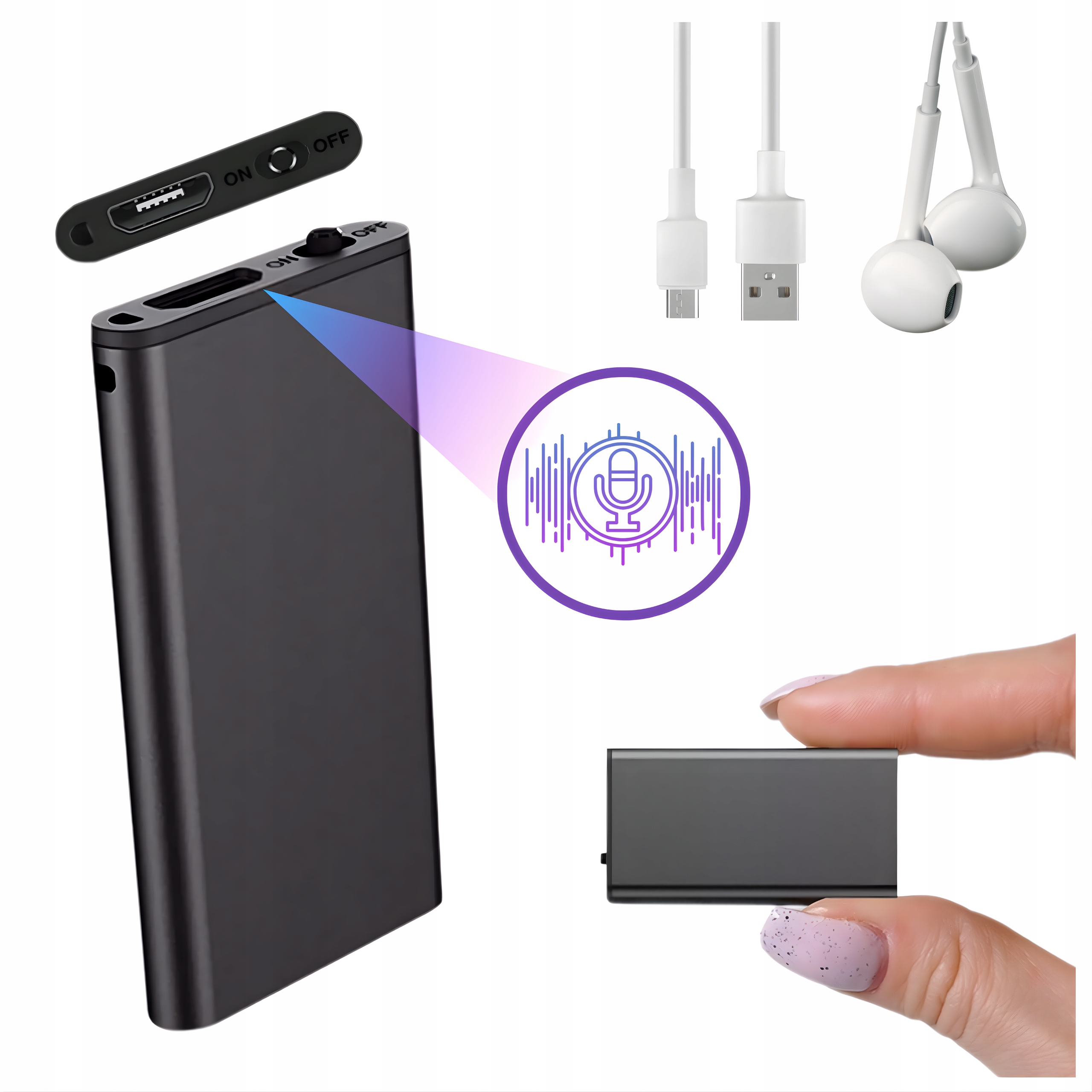 Mini Špionážní Diktafon Malý Odposlech Záznamník Detekce 2 Režimy Provozu