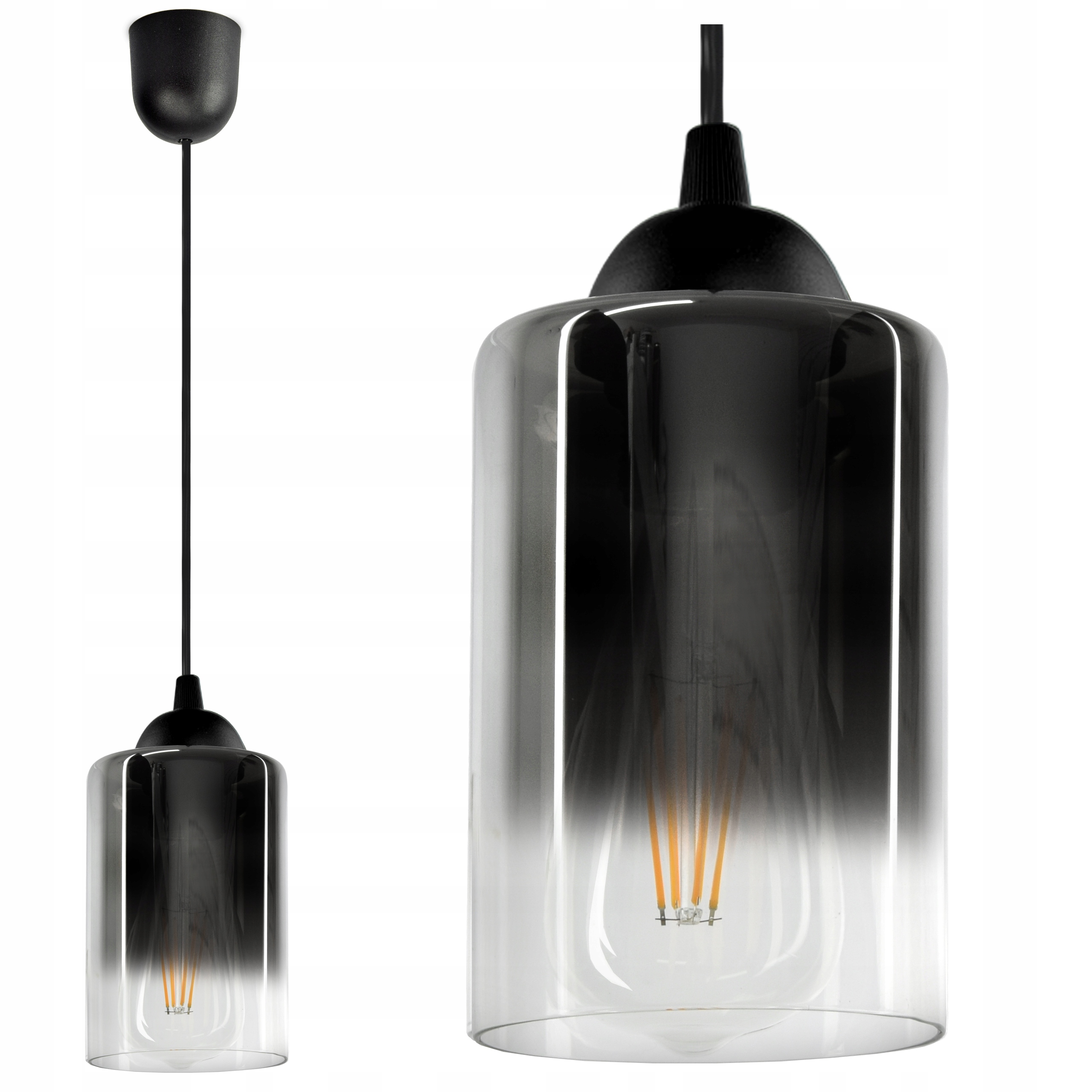 

Lampa Wisząca Szklana Tuba Grafit Transparent Led