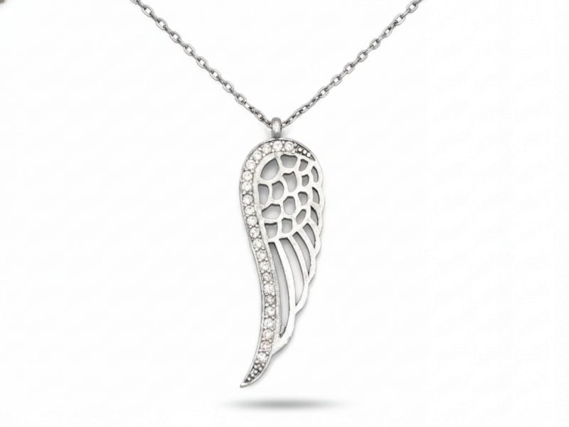 Stříbrný náhrdelník pro ženu 925 s zirkony a křídly