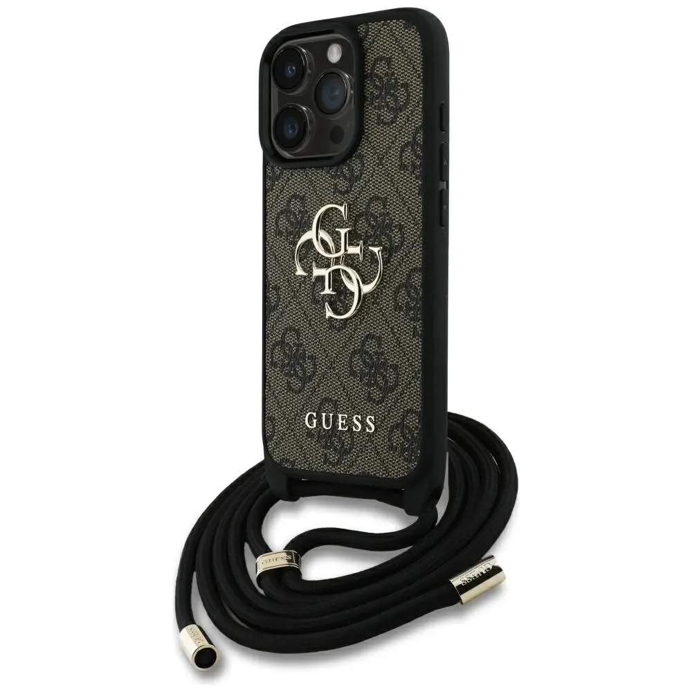 Etui Guess 4G Big Logo Cord Stap Crossbody do iPhone 16 Pro brązowy Guess