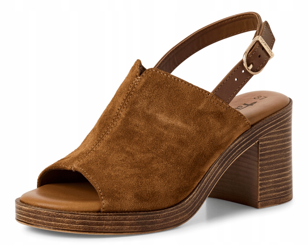 Tamaris 1-28304-44 vel. 40 hnědé kožené sandály na podpatku Touch It