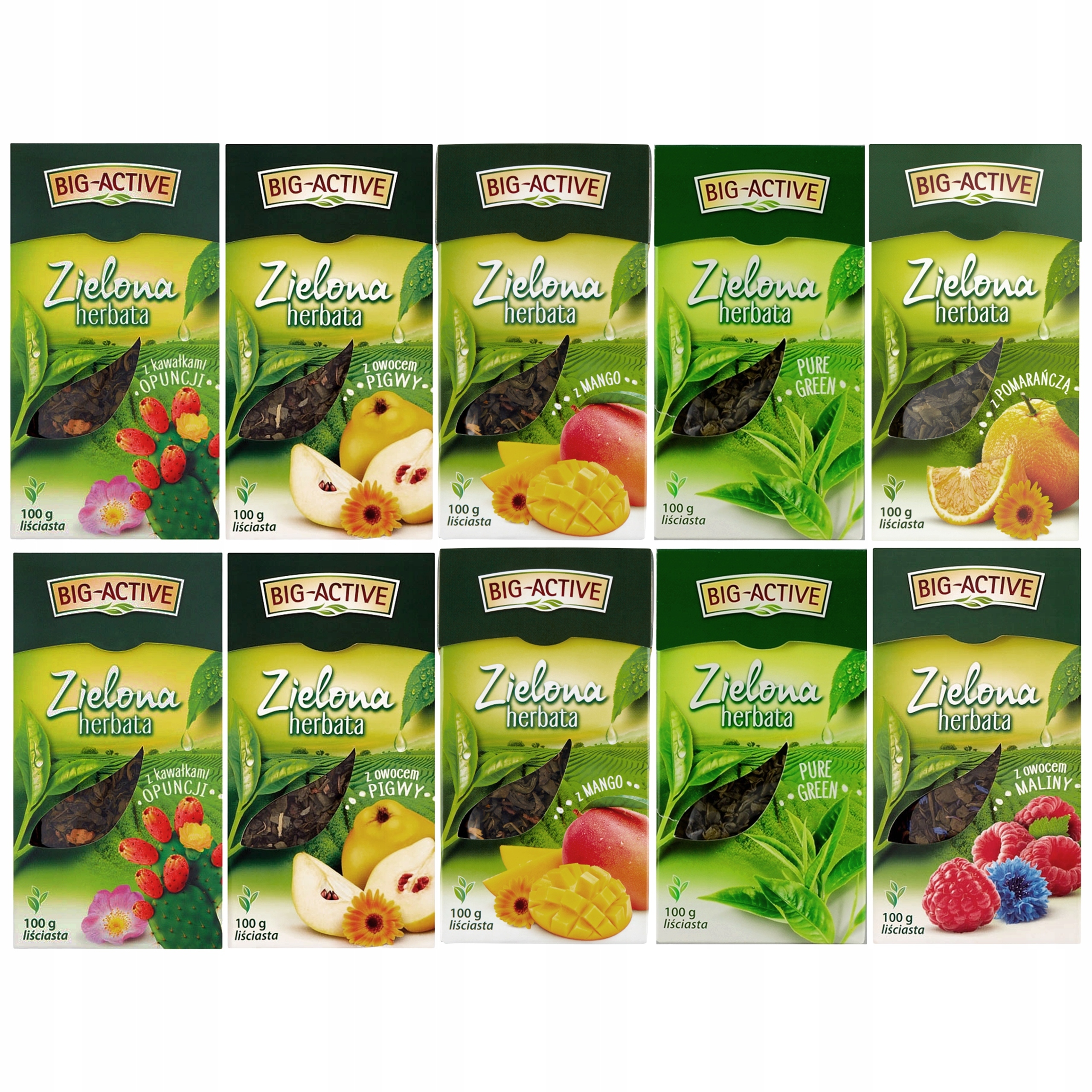 Levně Degustační sada 10 zelených čajů Big Active listová s přísadami