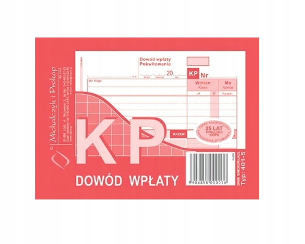 

Druk Dowód Wpłaty Kp A6 401-5 Michalczyk