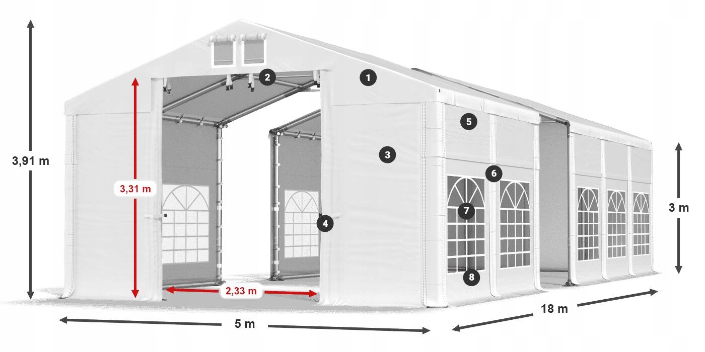 Namiot Ogrodowy 5x18m [3m] Ocynkowany DAS 580 W Producent Das Company