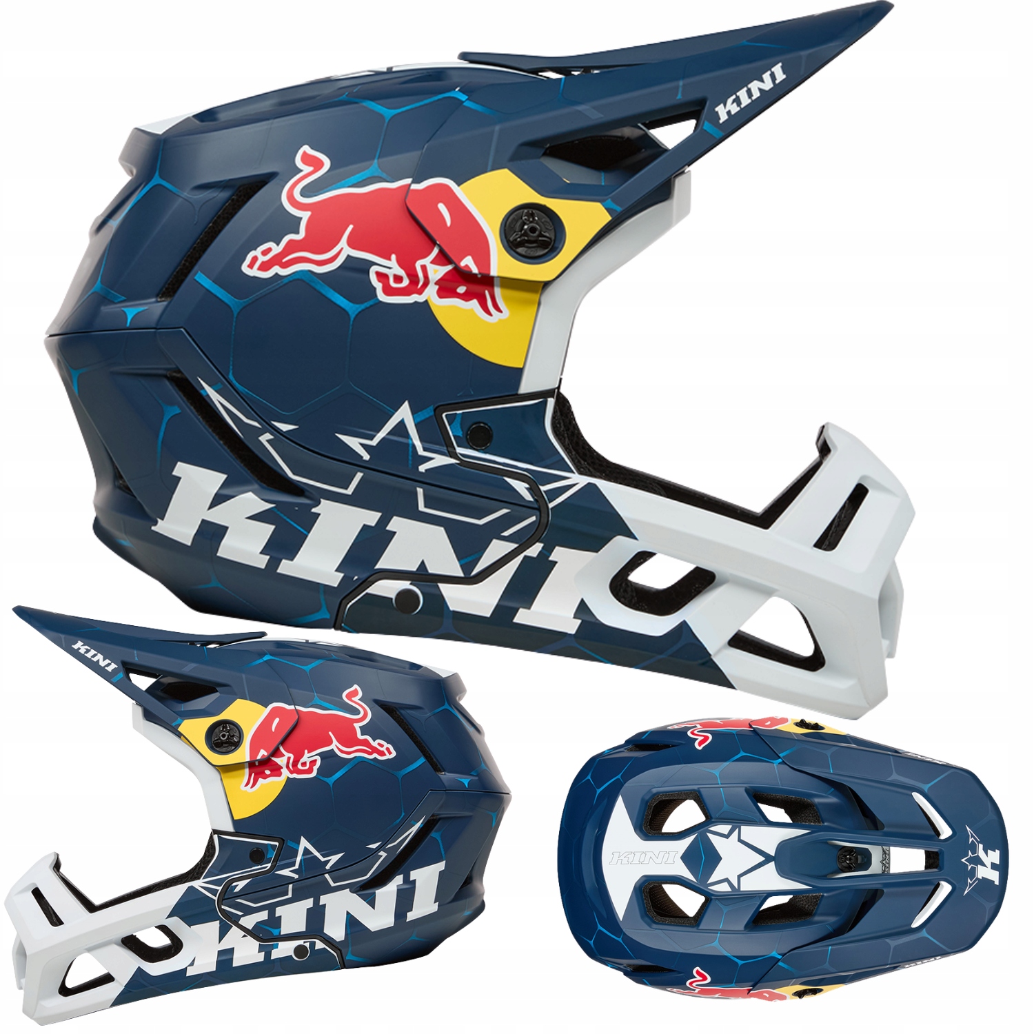 Bezpečná cyklistická přilba Kini Red Bull Ec 1.0 modrobílá M Mtb 57-58 cm