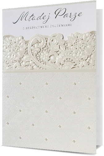 Prezent na Ślub kartka zdobiona perełkami 3D H1036