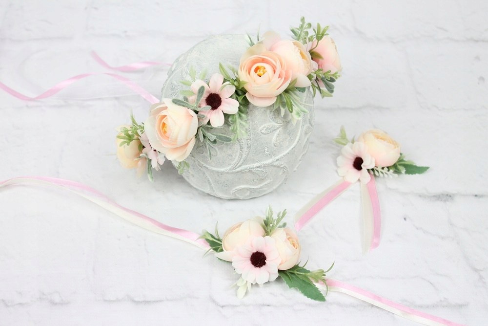 Przypinka butonierka ślubna weselna peonia PUDROWY Cechy dodatkowe brak