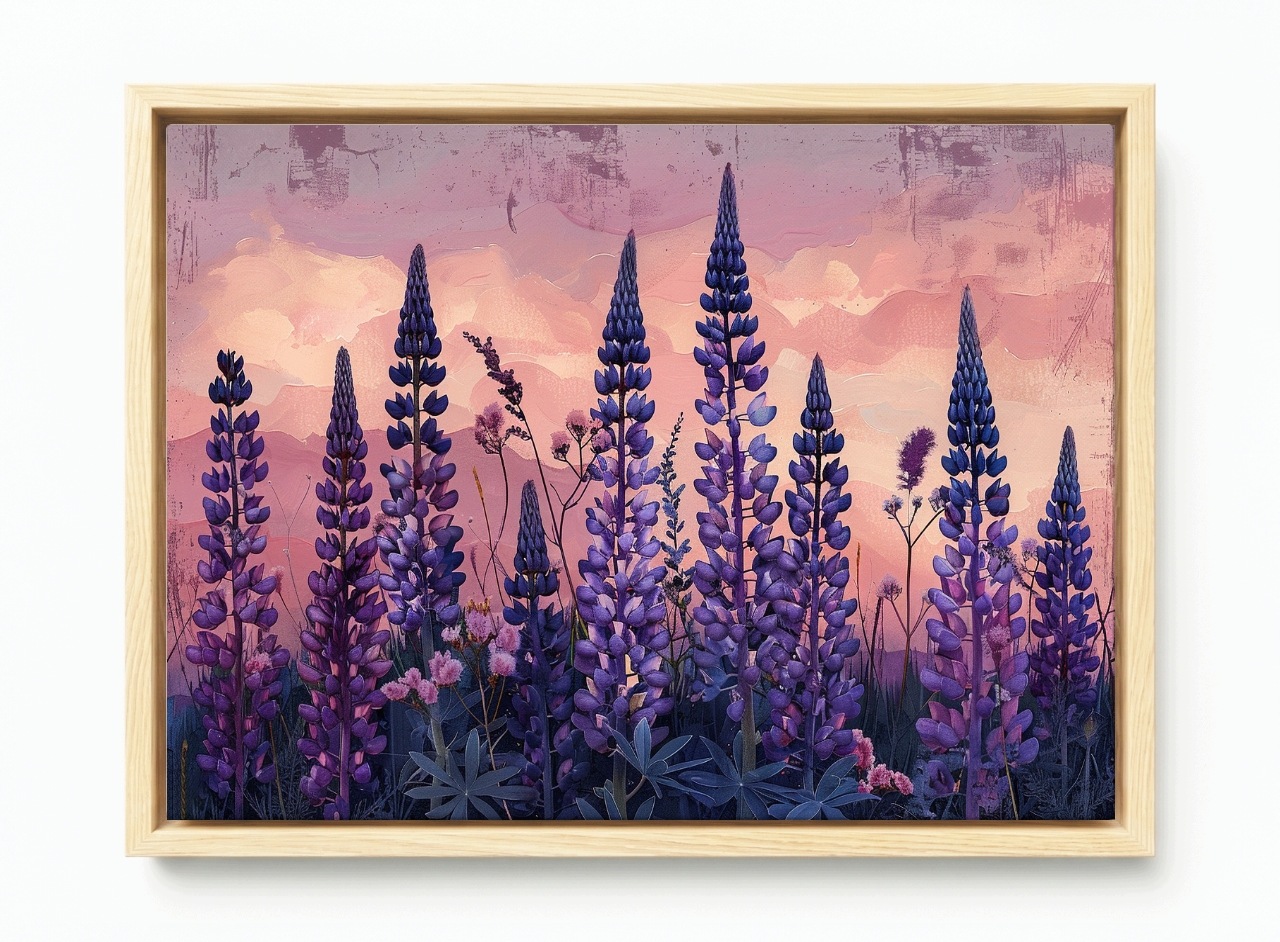 Obraz Rám Americký Box Příroda Louka Květiny Lupina 60x40