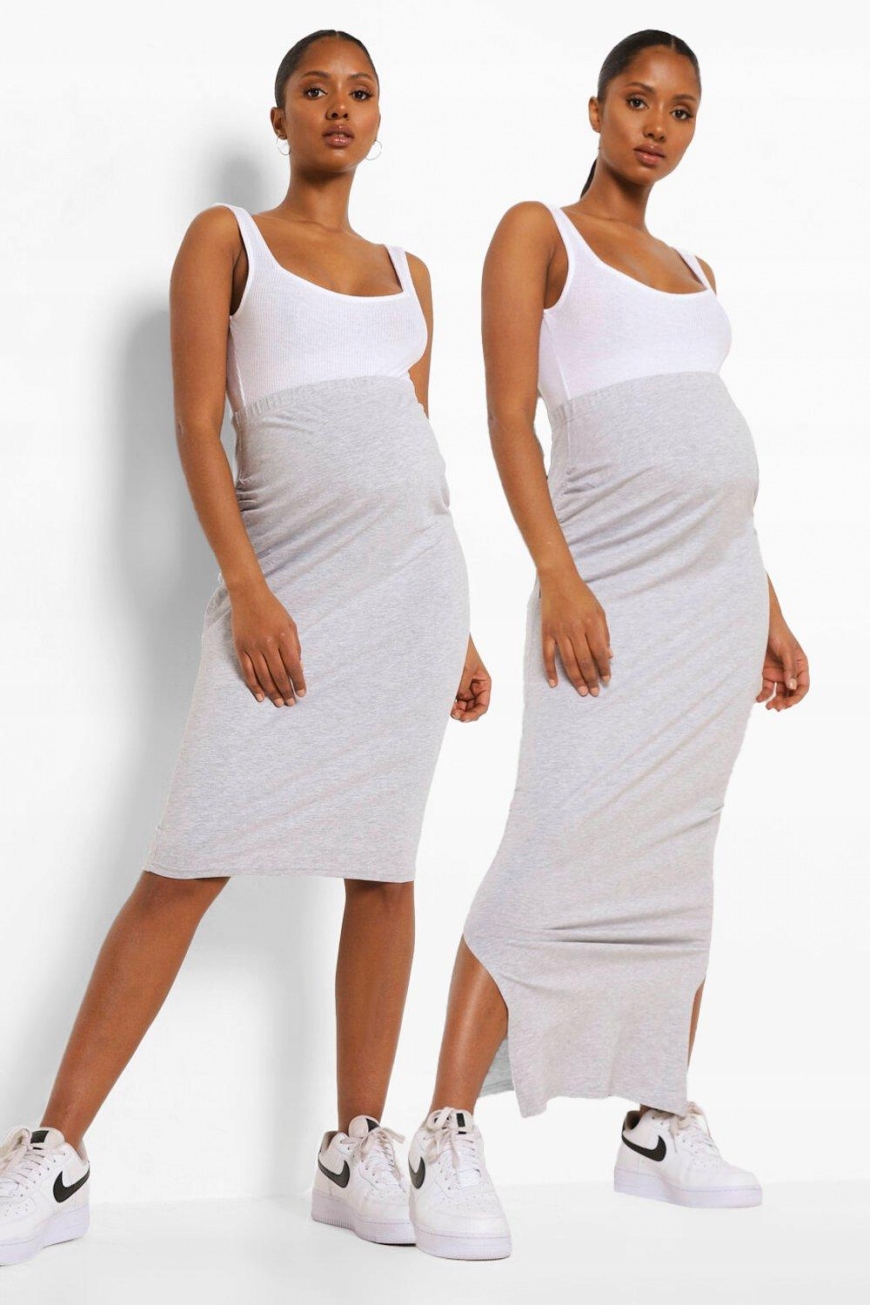 BOOHOO MATERNITY 2 PACK SPÓDNICA MIDI I MAXI XL Wzór dominujący melanż