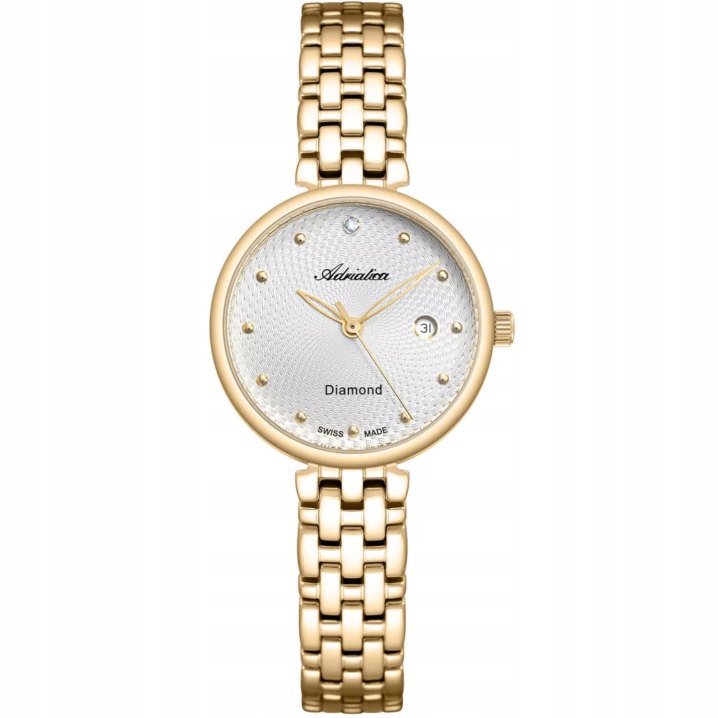 Dámské hodinky Adriatica zlaté s diamanty A3543.1143DQ Swiss Made