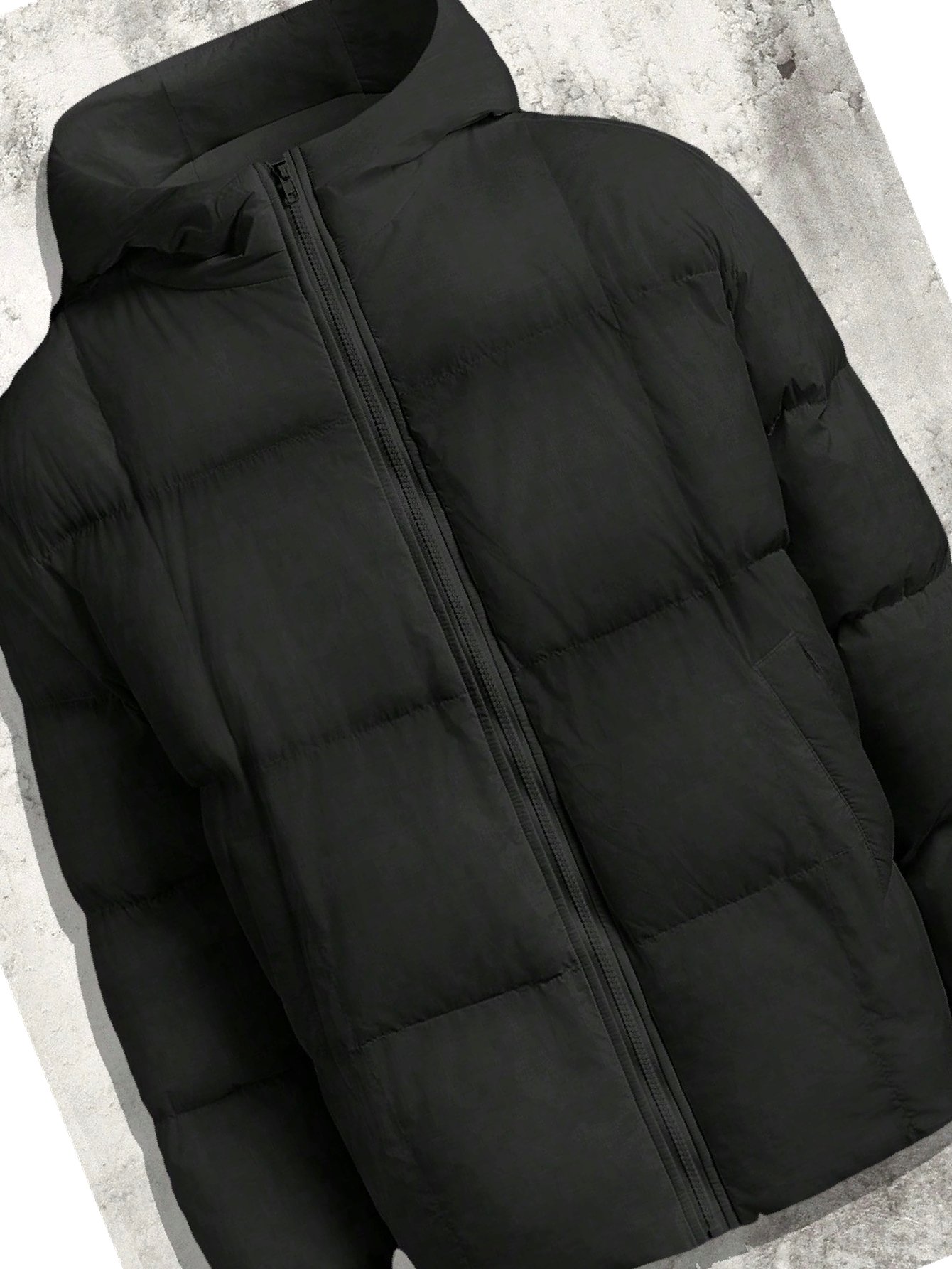 Pánská péřová bunda s kapucí černá Casual prošívaná XL