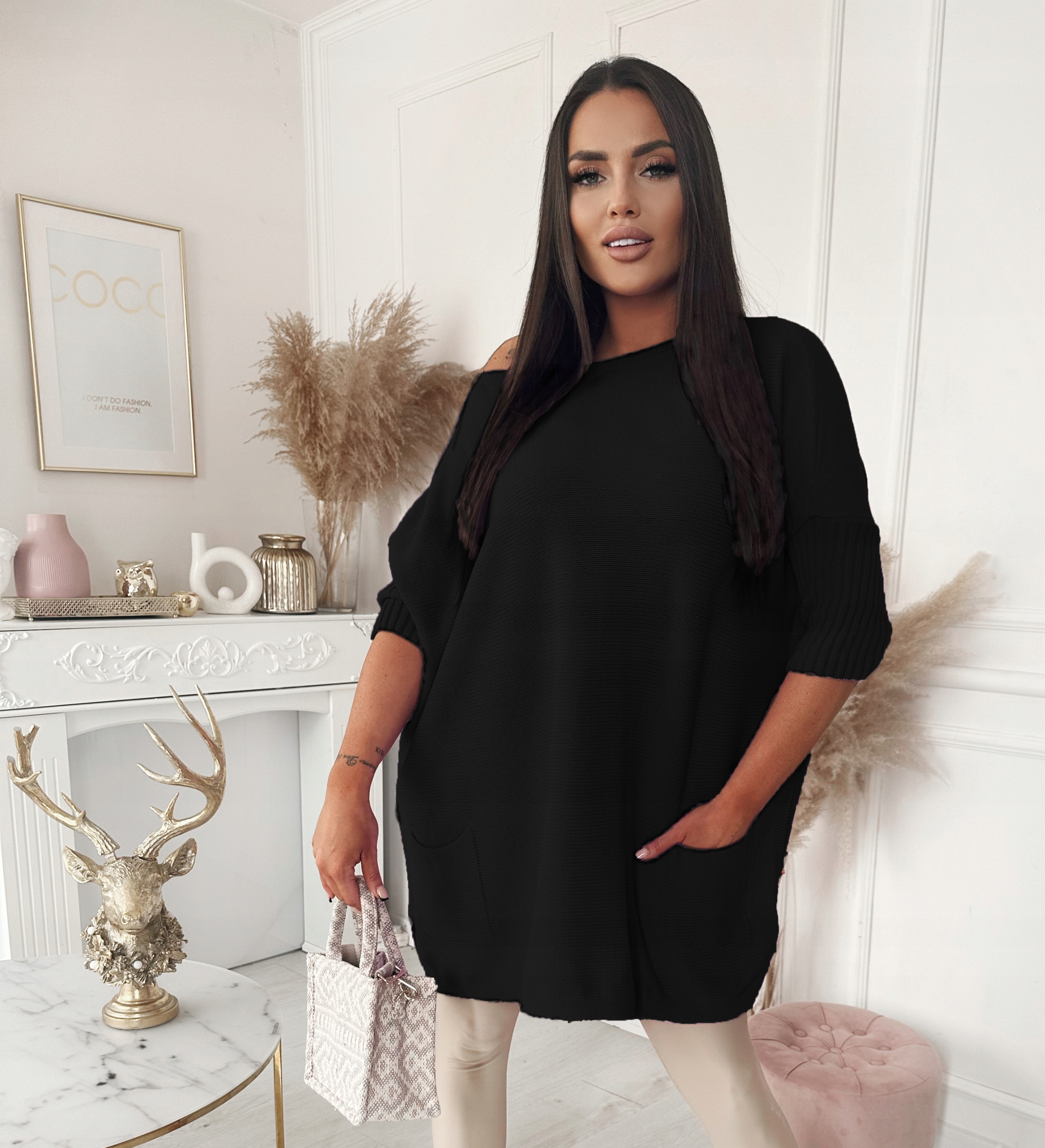 Velký svetr plus size oversize Nobis černý