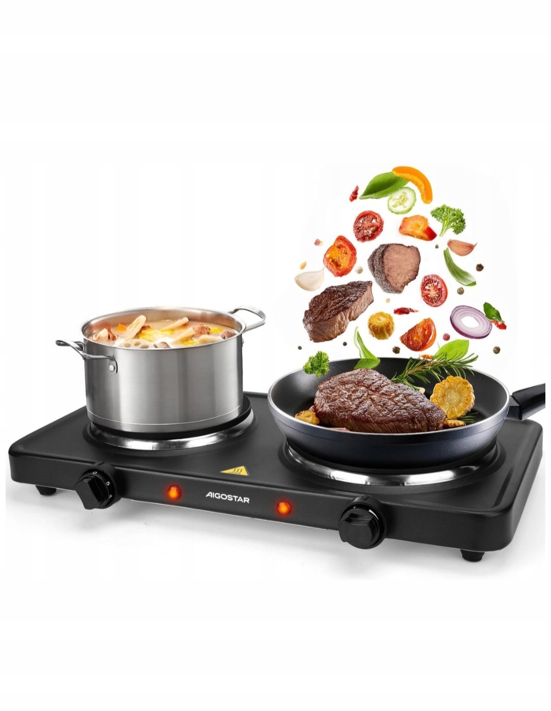 Płyta grzewcza wolnostojąca Aigostar podwójna 2500W żeliwna