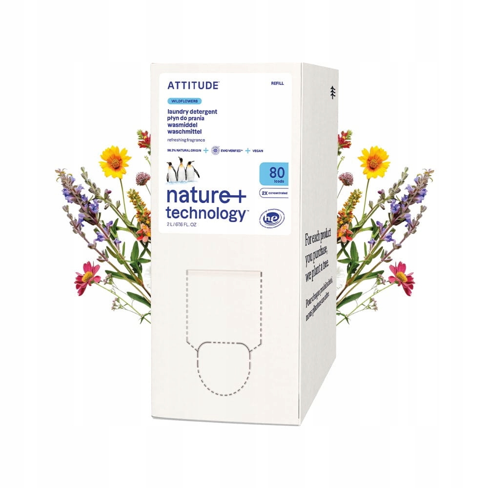 Levně Attitude Nature, Refill, Tekutý prací prostředek s vůní polních květin, 2 l