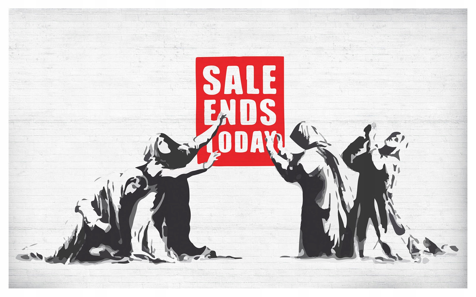 Vliesová fototapeta Červené postavy na tehlovej stene 300x210 lepidlo