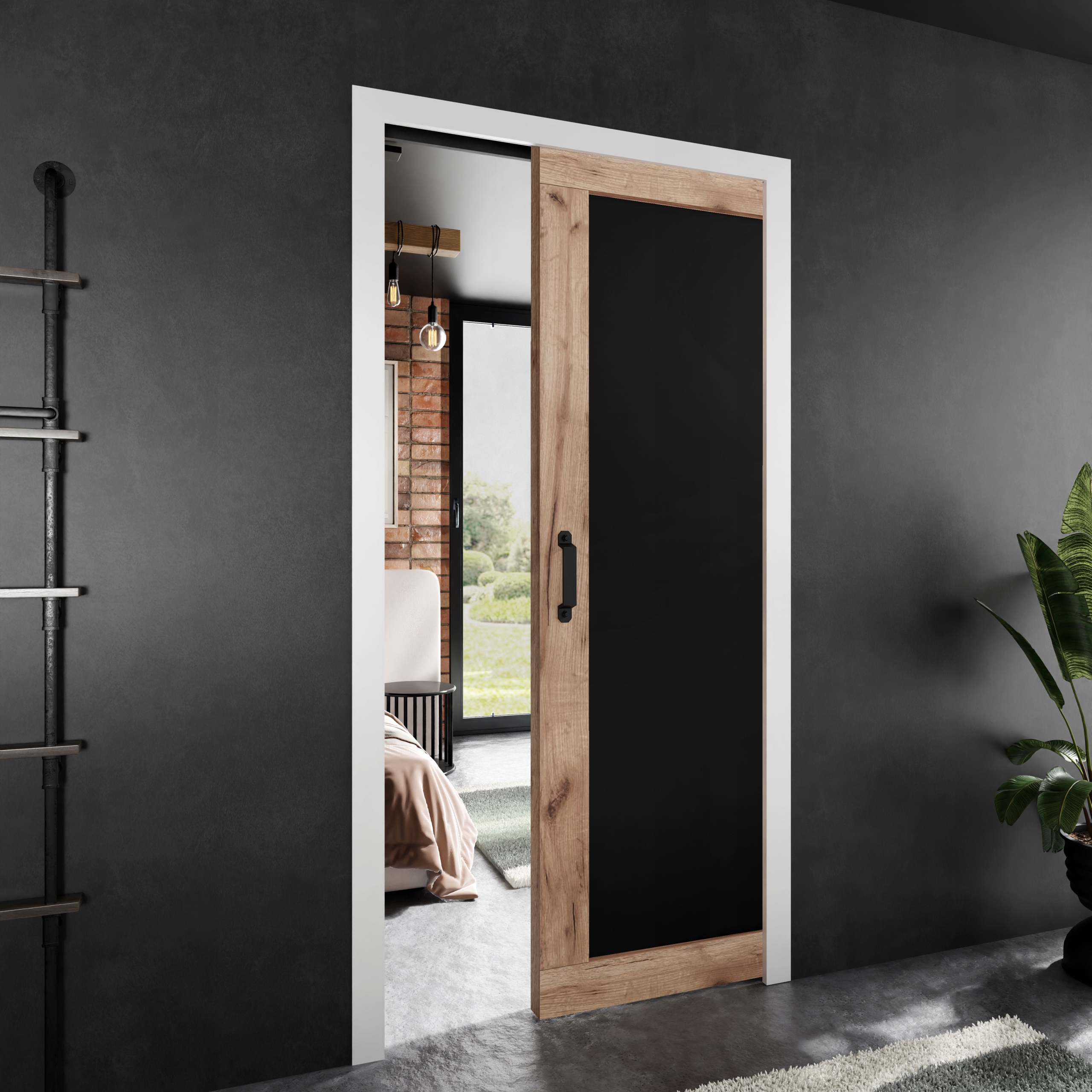 Posuvné dveře Stark Paladio 1 dub craft zlatý černý 80 kazeta dveří