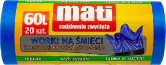 

Worki Na Śmieci 60L Niebieskie Z Uszami (20sztuk)