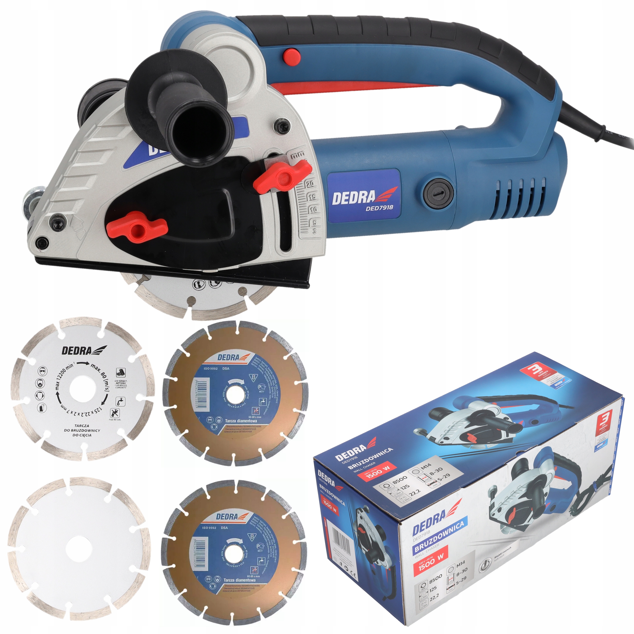 Bruzdownica Elektryczna Do Betonu Dedra 1500W 4xTarcza 125mm Frezarka