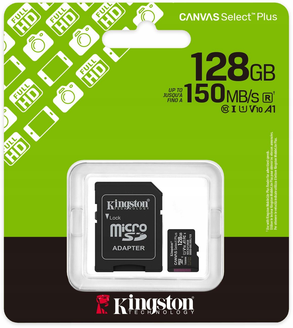 Kingston Microsdxc 128GB Canvas Select Plus Třída 10 Uhs-i A1 V10