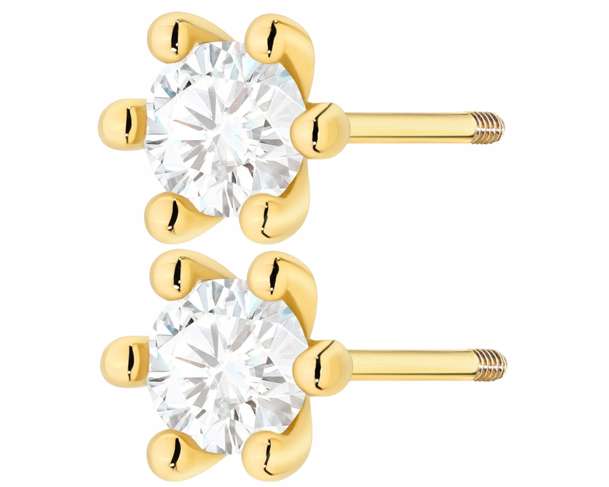Zlaté Náušnice S Diamantem, Šroubovací Tyčinka, Klasické Zlato, 585 Dárek