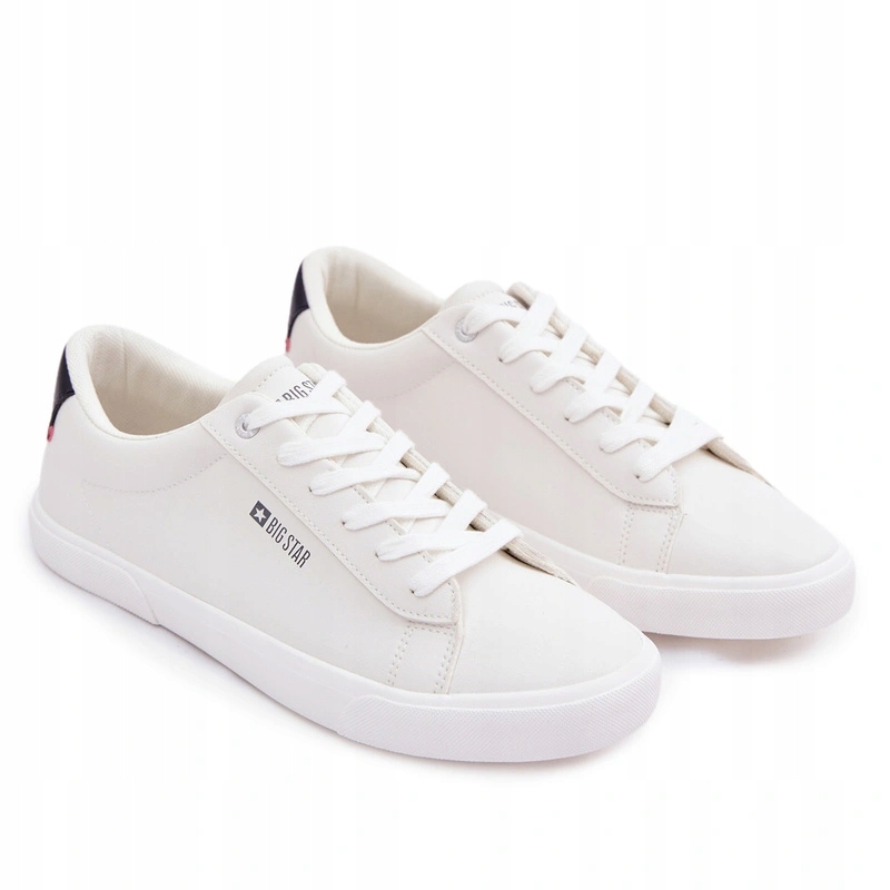 Tenisky Big Star Pánské Nízké Pohodlné Eko Kožené Tenisky Bílé 46