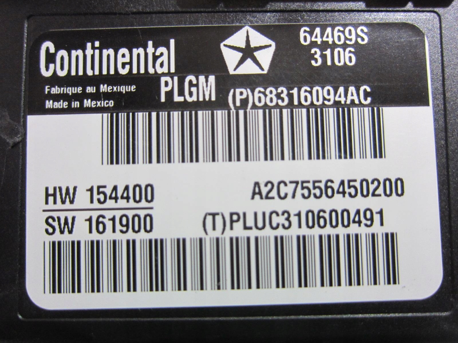 CHRYSLER PACIFICA 2017 Module du capot 68316094