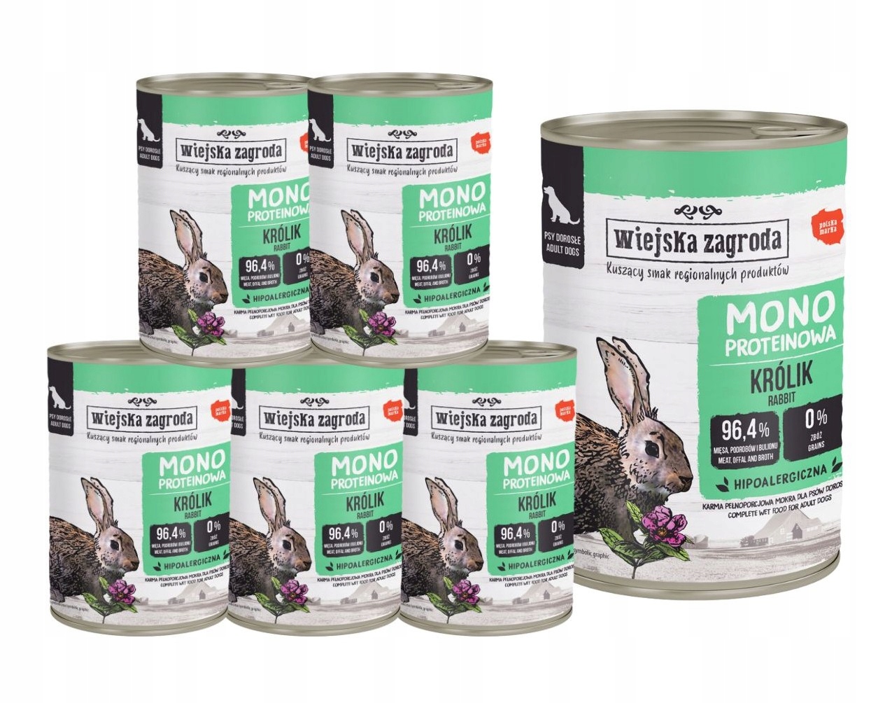 Levně Wiejska Zagroda Krmivo pro psy Monoproteinové Králík 6x400g