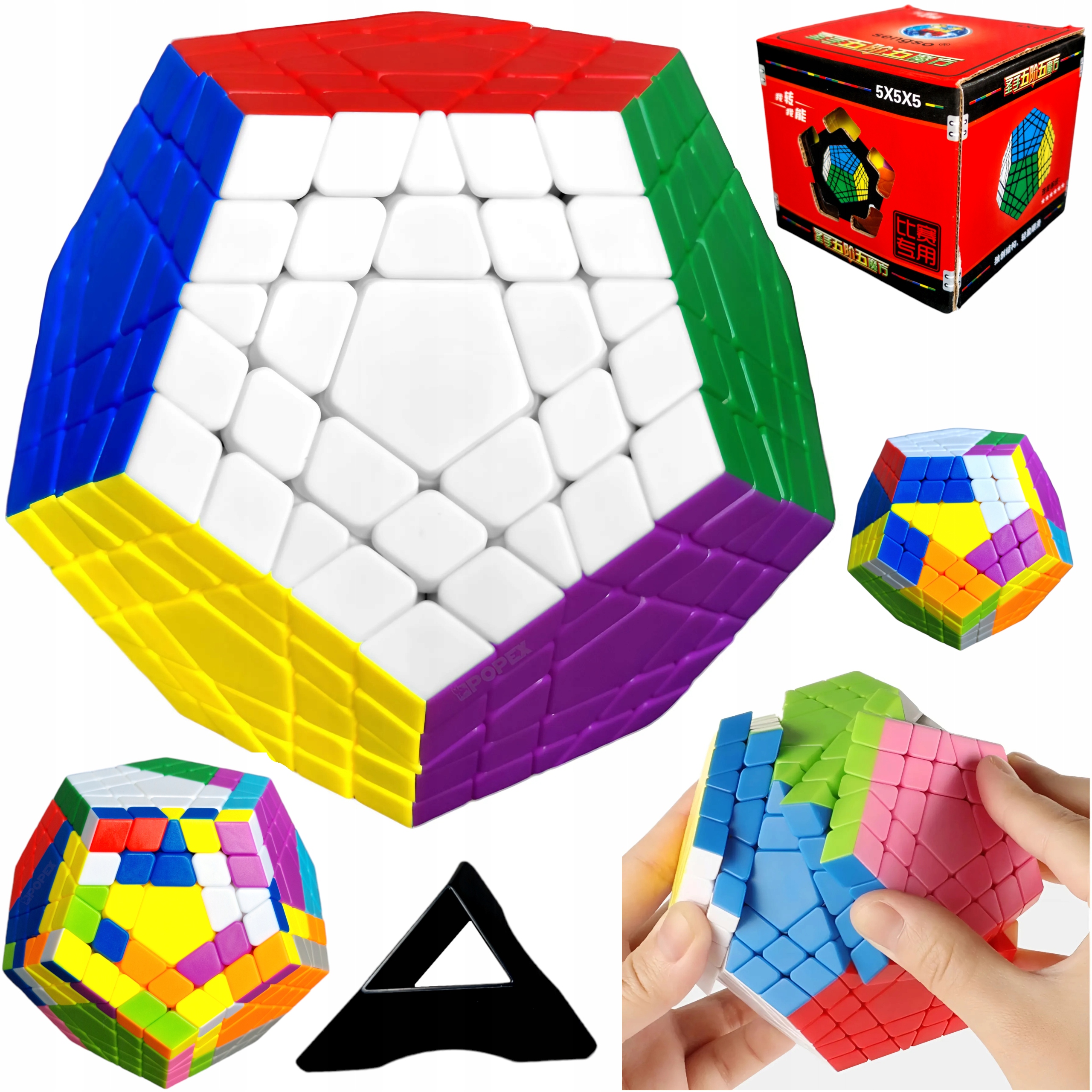 KOSTKA MEGAMINX 5x5 SENGSO GIGAMINX TRUDNA + PODSTAWKA PREZENT DLA DZIECKA