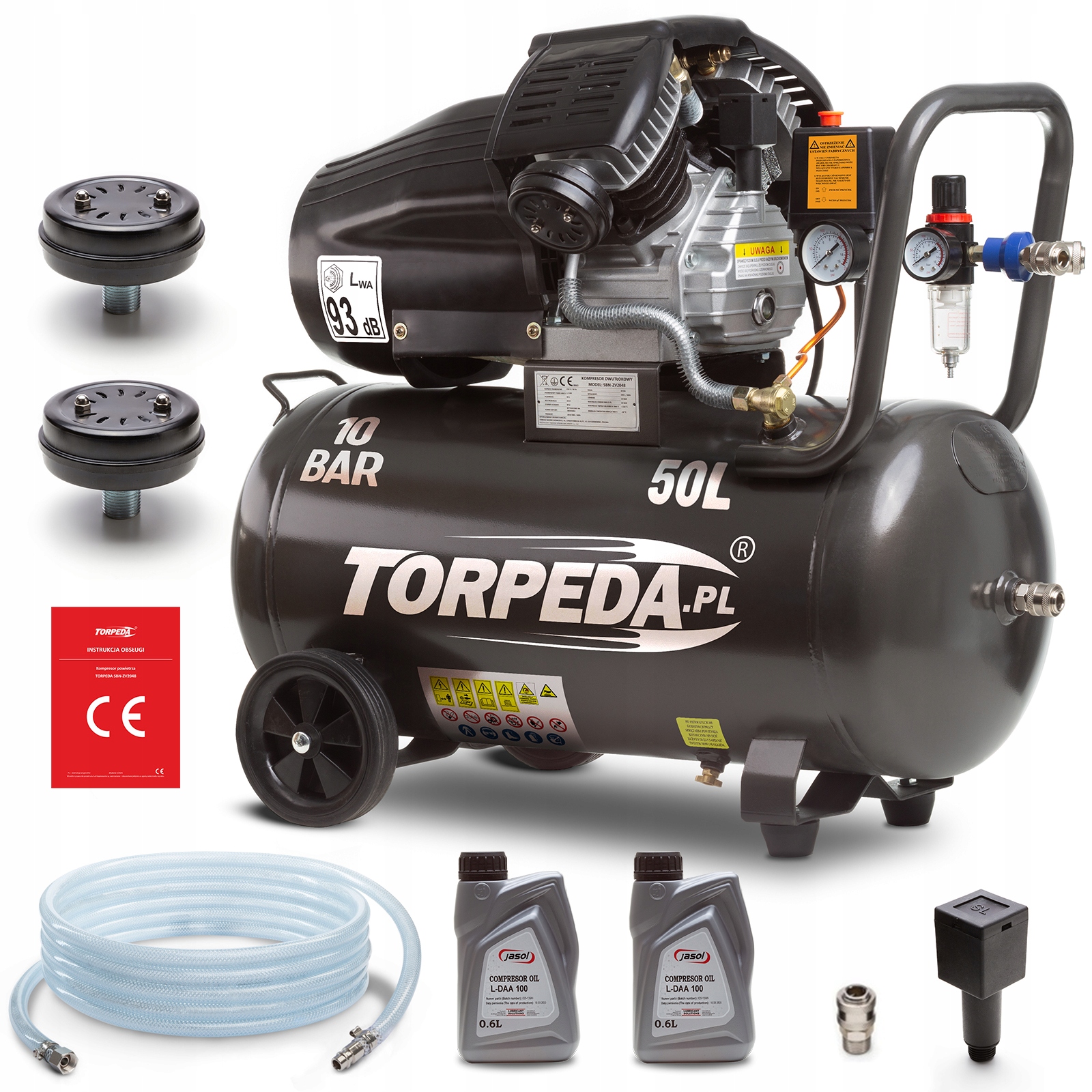 KOMPRESOR OLEJOWY SPRĘŻARKA 50L 2 TŁOKI + GRATIS