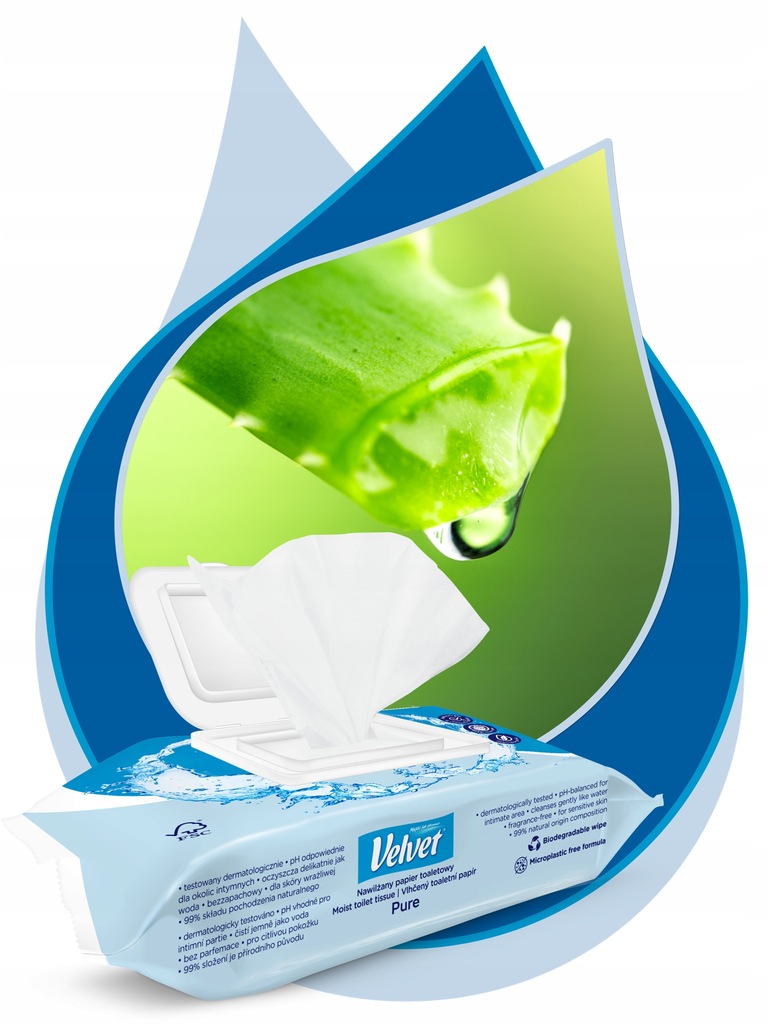 Velvet nawilżany papier toaletowy 48szt. Pure Marka Velvet