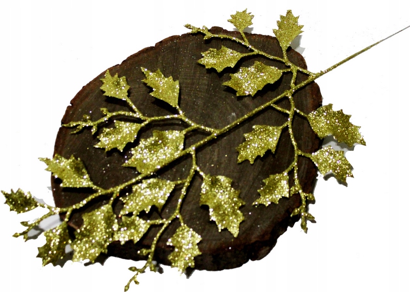 

Gałązka Brokatowa Listki Złote 44cm