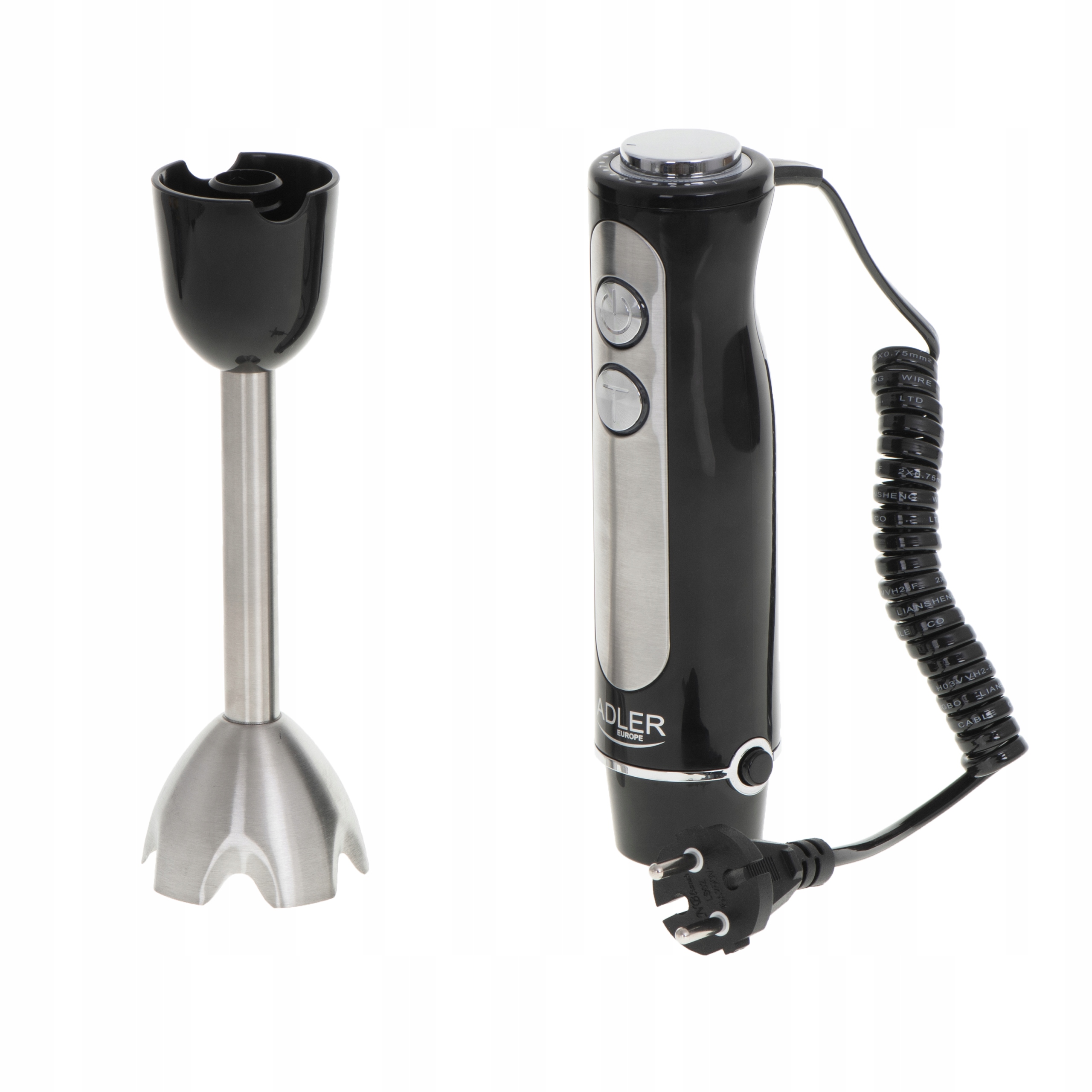 Blender ręczny AD 4625 Black - 5 prędkości, Turbo, stal nierdzewna