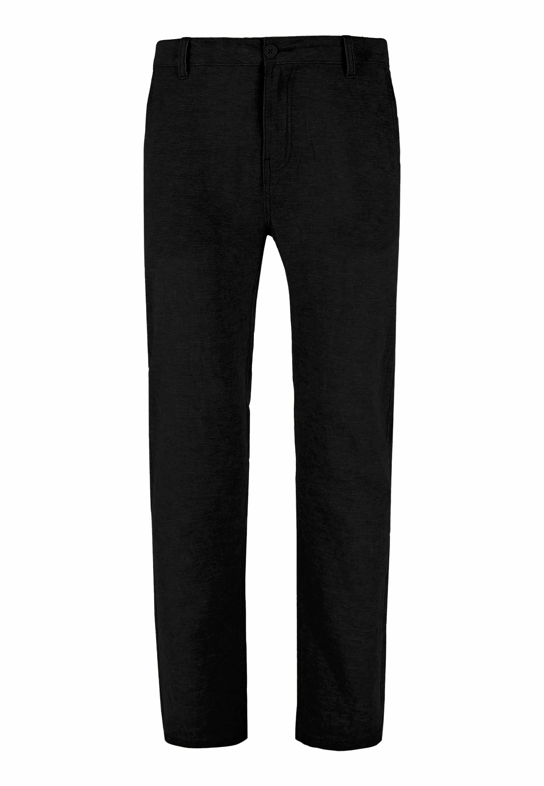 MĘSKIE SPODNIE LNIANE CZARNE REGULAR VOLCANO R-LINN XXL Kolor czarny