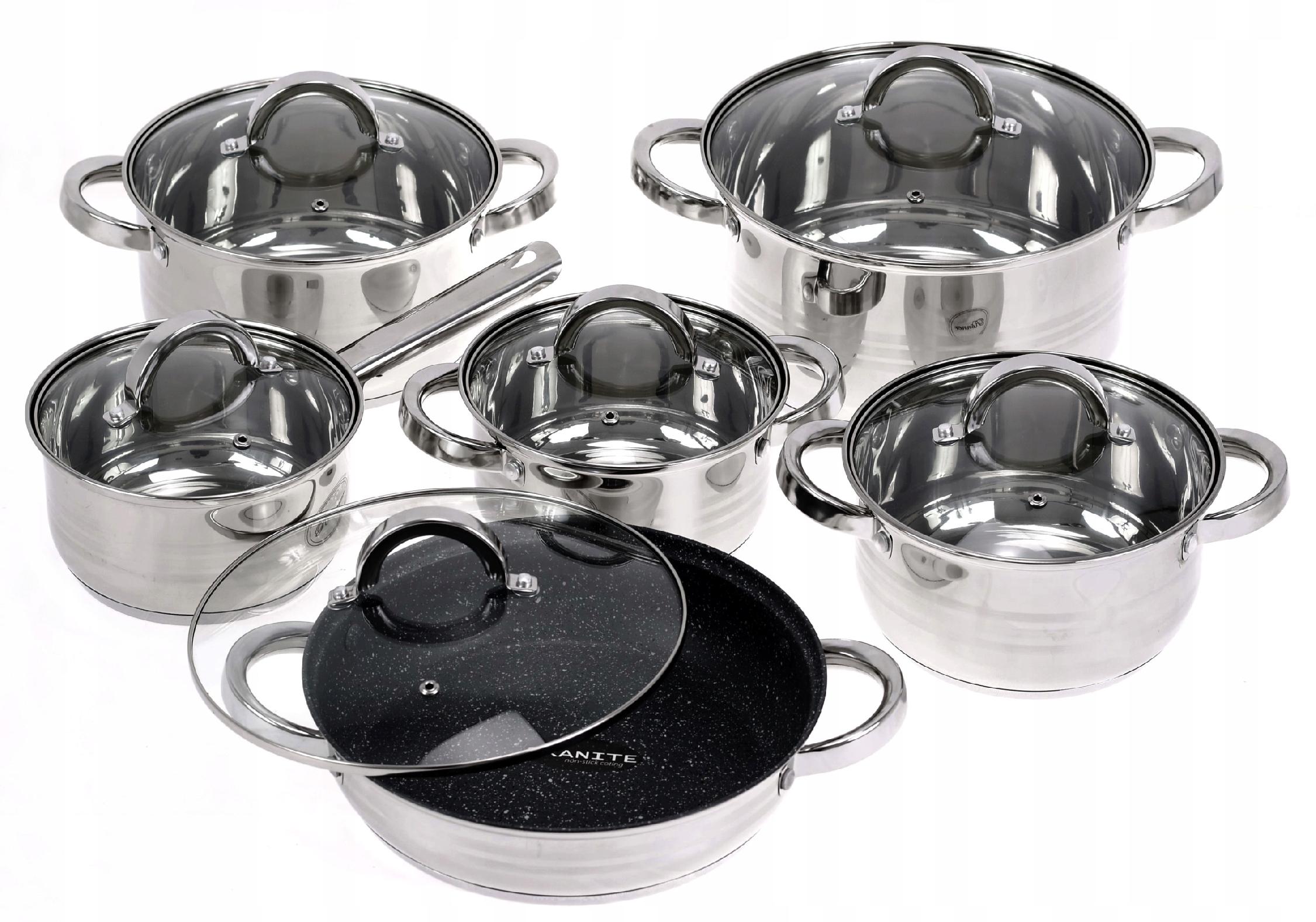 Zestaw GARNKÓW Komplet GARNKI Patelnia Rondel Ronner Austria STALOWE Stan opakowania oryginalne