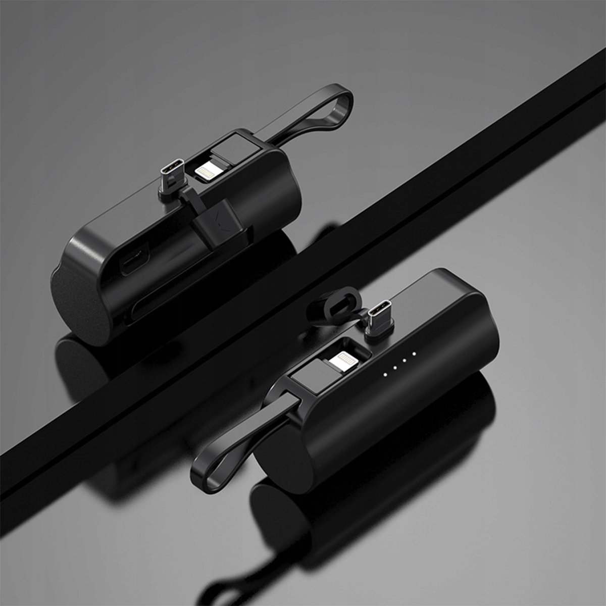 MAŁY POWERBANK 5000 mAh KIESZONKOWY IPHONE/TYP-C Kolor czarny