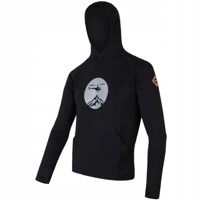 Sensor Mikina Merino Upper Heli pánské klokanka s kapucí černá 2XL
