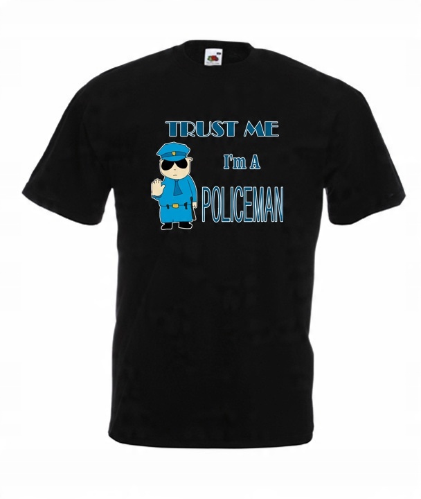 

S Koszulka Męska Policja Trust Me Śmieszne Wzór